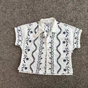 Driftwood Embroidered short sleeve Shacket -NWT (part of matching set)